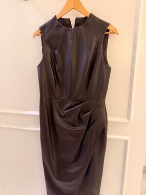Faux leather chocolate brown dress